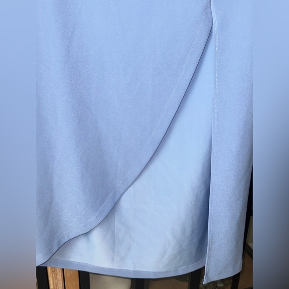 Abercrombie Elevated Midi Skirt dusty Light Blue high waisted bodycon plus curve - Picture 3 of 10